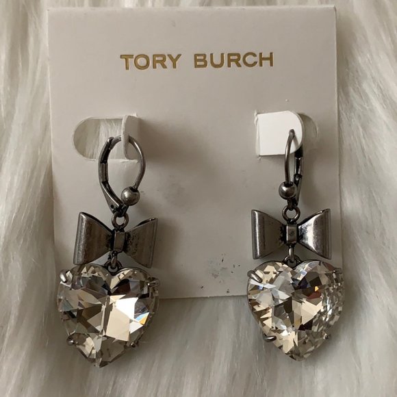Tory Burch Silver Heart Earrings - Picture 2 of 4